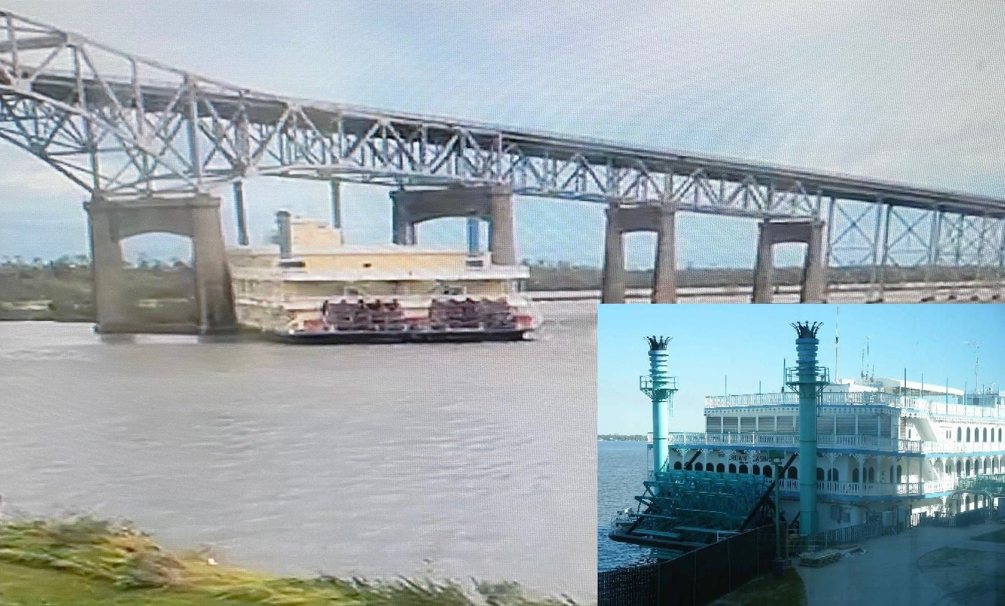 Isle of Capri Casino Lake Charles Wrecked by Hurricane Laura, Riverboat Casino Crashes into Bridge